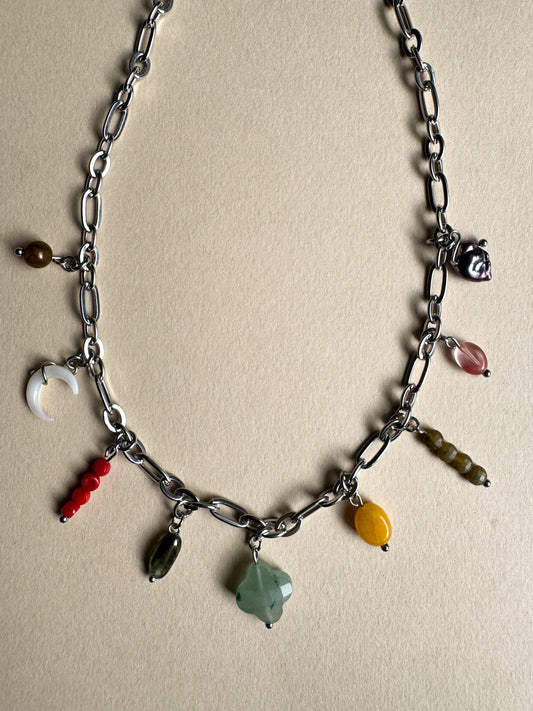 Collier multi charms argenté