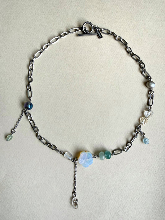 Collier multi charms argenté