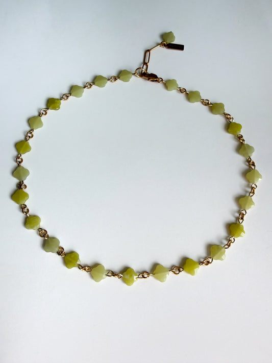 Collier trèfle en jade
