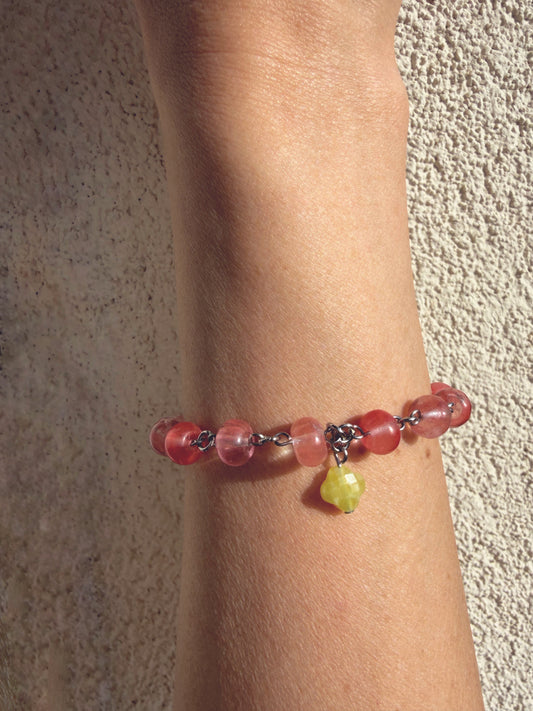 Strawberry Quartz & Lemon Jade bracelet