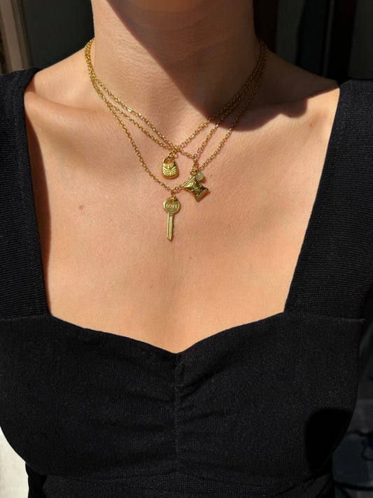 Collier multi charms doré