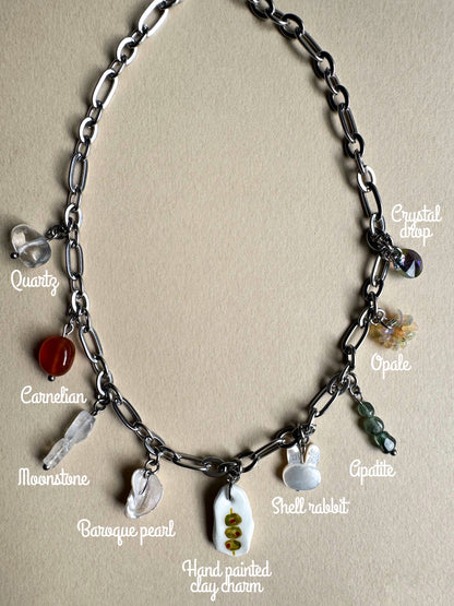 Collier multi charms argenté