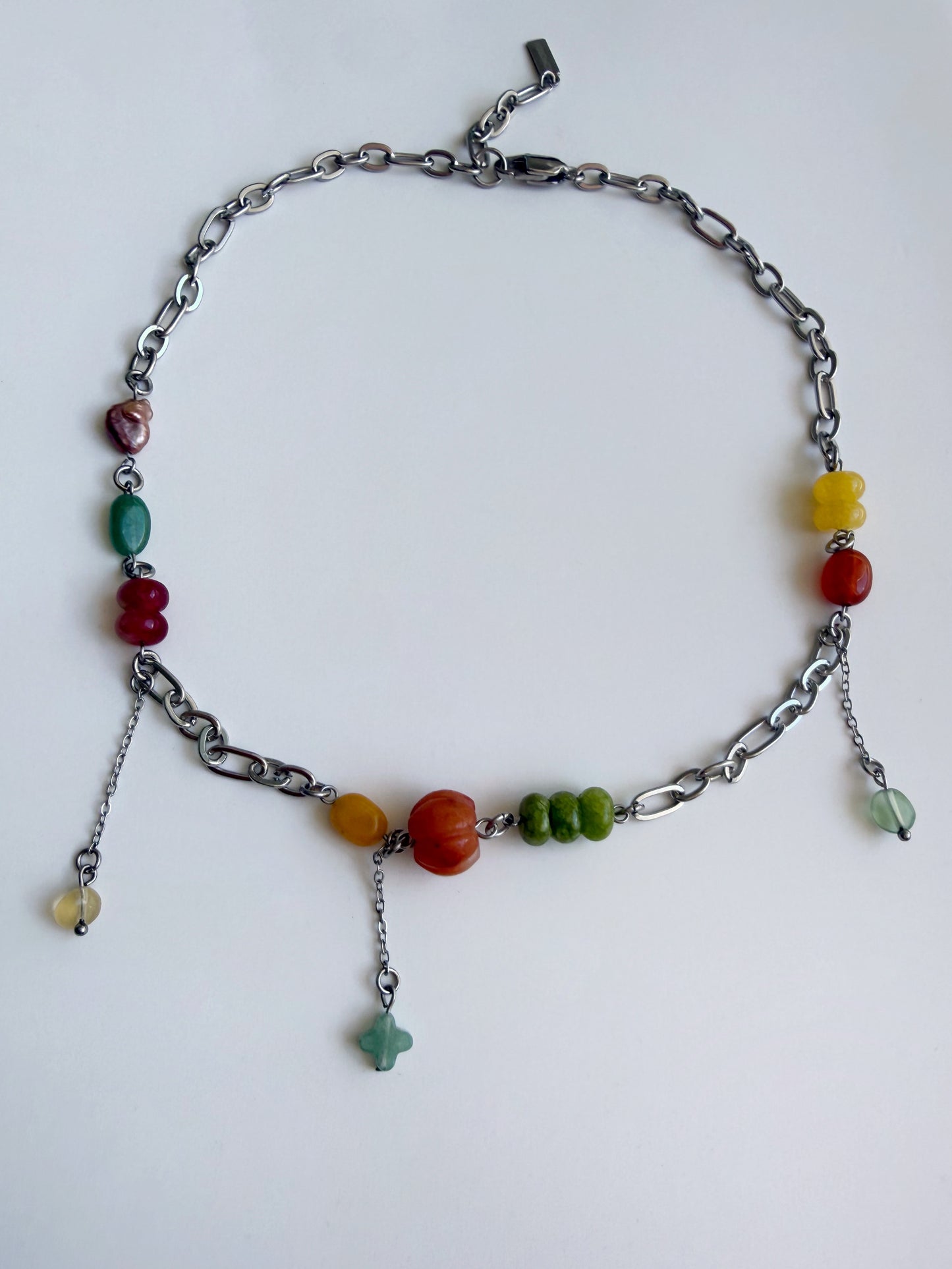 Silver multi-charm necklace