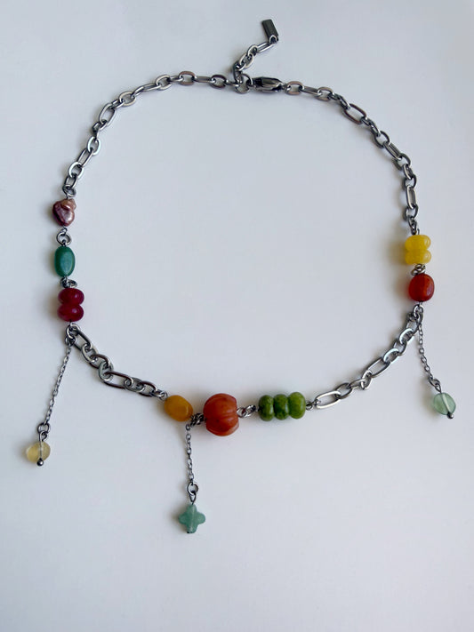 Collier multi charms argenté