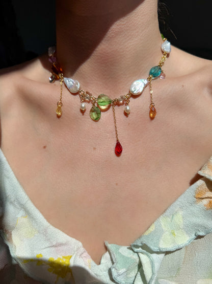 Baroque pearl & crystal fairy necklace