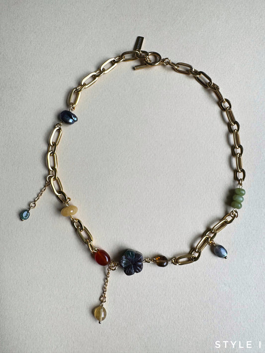 Collier multi charms doré