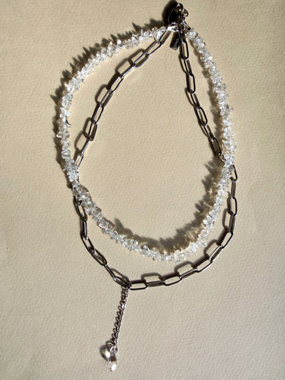 Collier superposé en quartz naturel