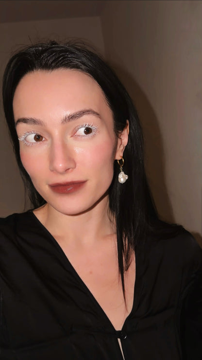 Baroque pearl hoop earrings