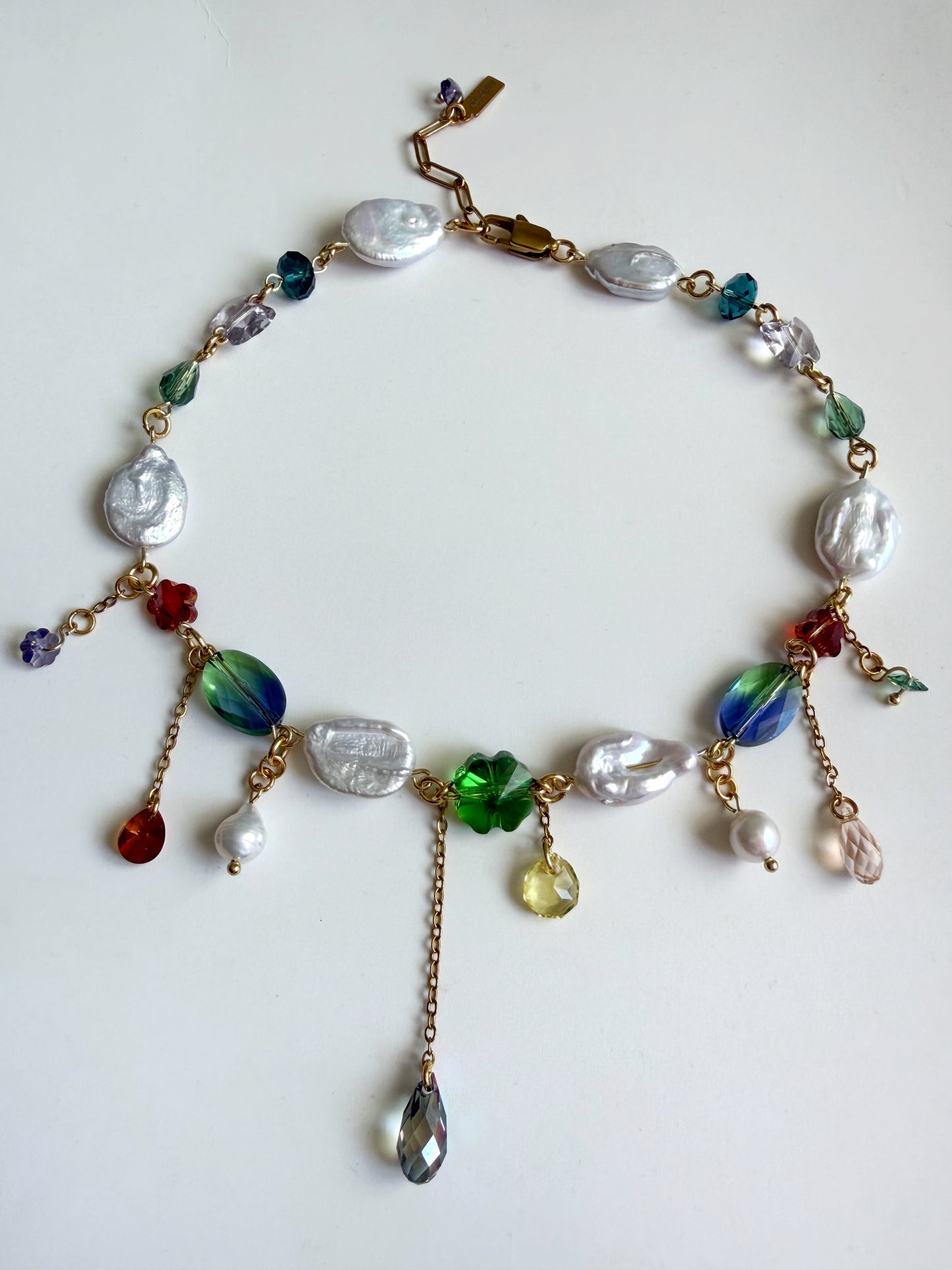 Baroque pearl & crystal fairy necklace