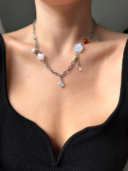 Collier multi charms argenté