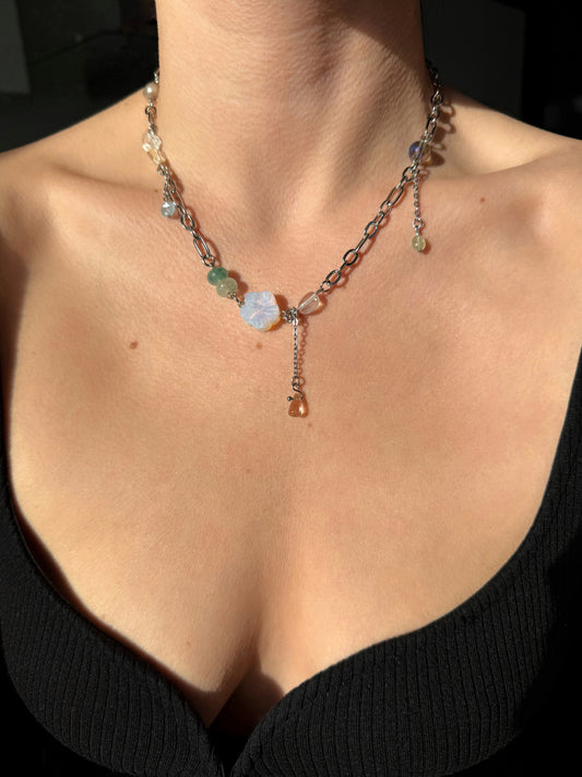 Collier multi charms argenté