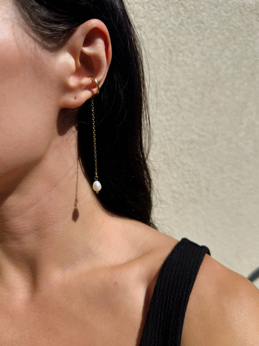 Ear cuff Pearl & Gold