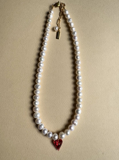Colllier de perles d’eau douce cœur