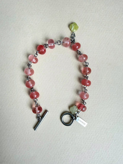 Armband aus Erdbeerquarz und Zitronenjade