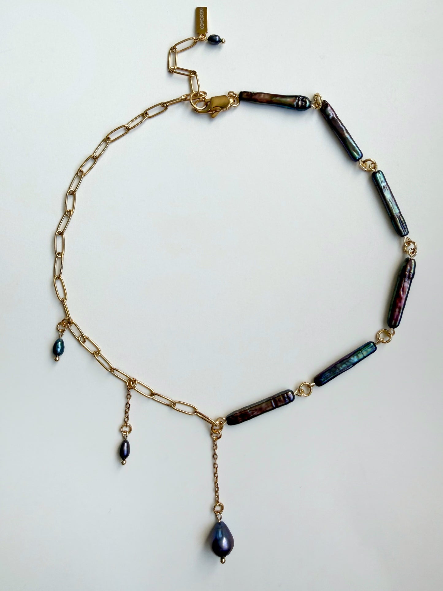 Baroque pearl & gold chain necklace