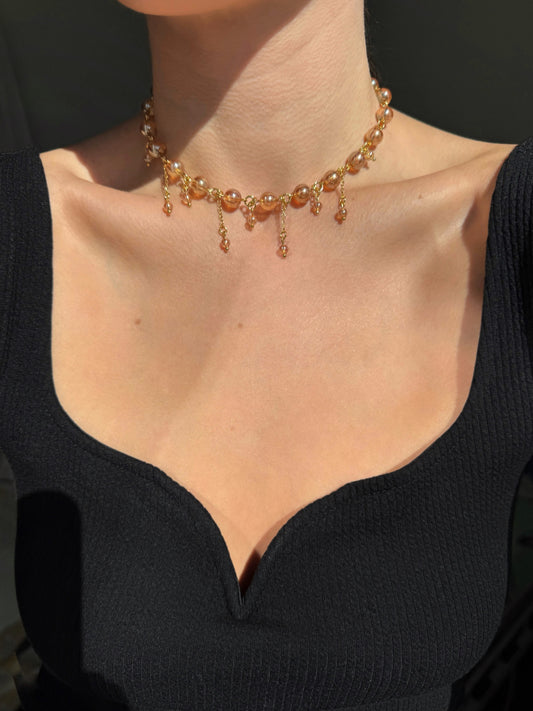 Collier sunset aura quartz