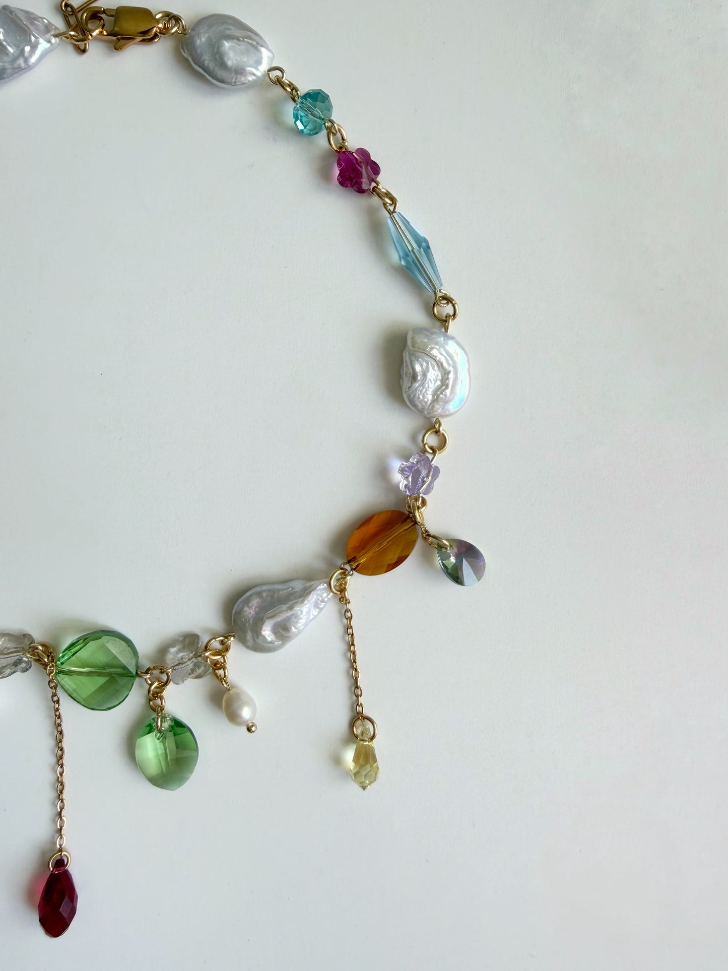 Baroque pearl & crystal fairy necklace