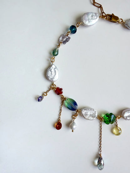 Baroque pearl & crystal fairy necklace