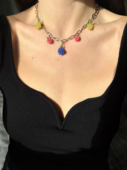 Collier multi charms de fruits