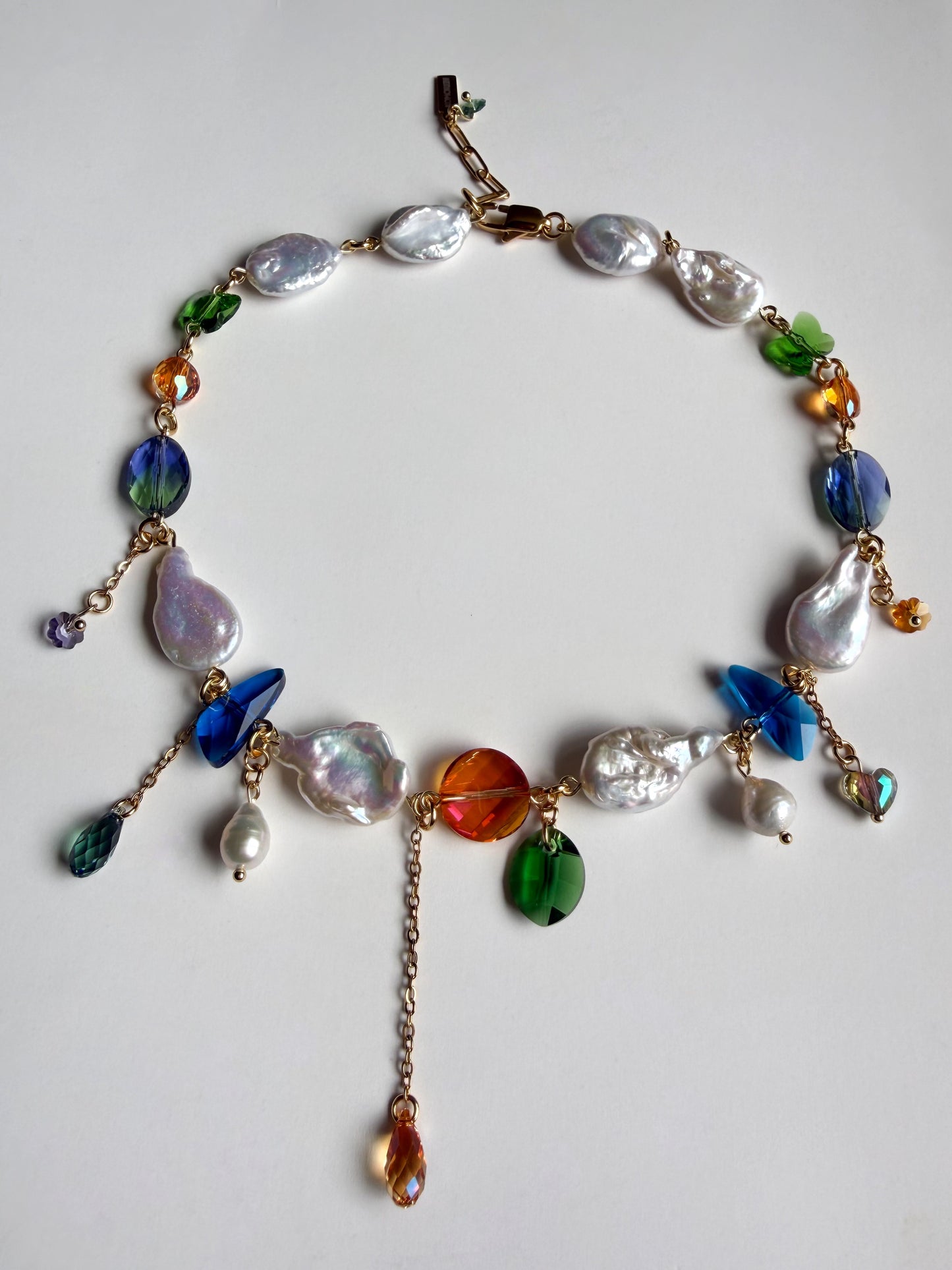 Baroque pearl & crystal fairy necklace