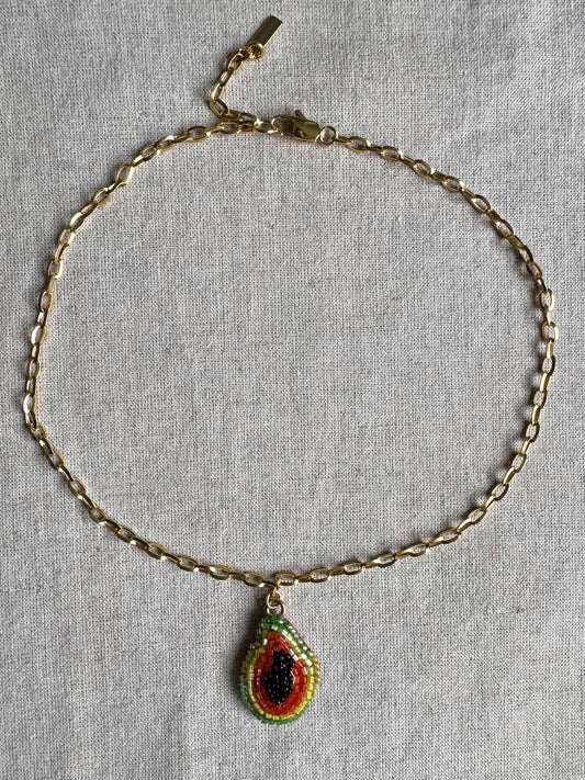 Collier pendentif fruit du papaye