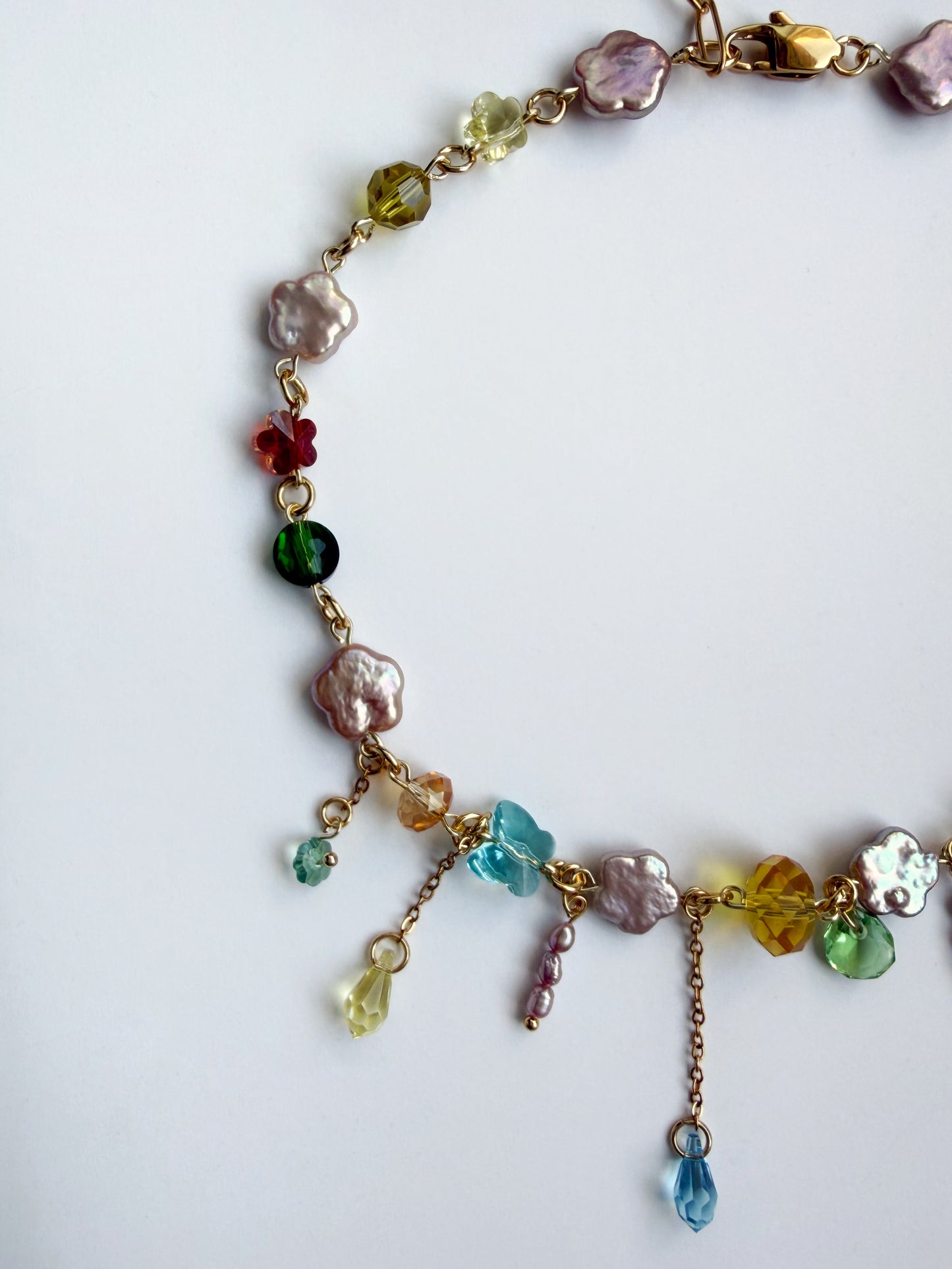 Flower baroque pearl & crystal necklace