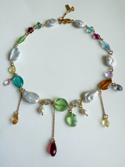 Baroque pearl & crystal fairy necklace