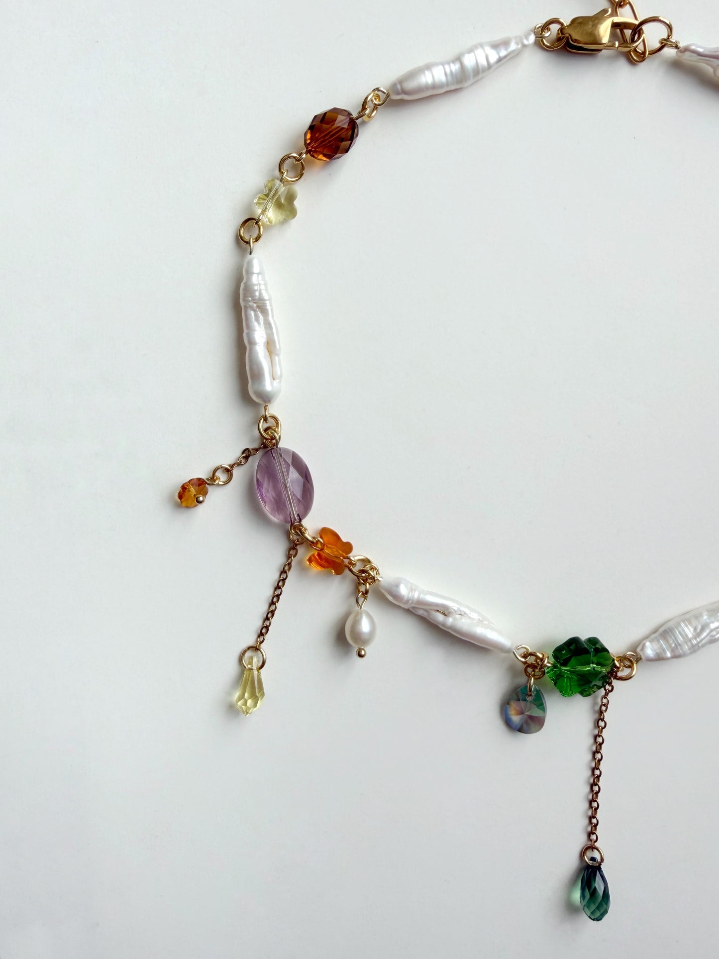 Baroque pearl & crystal fairy necklace