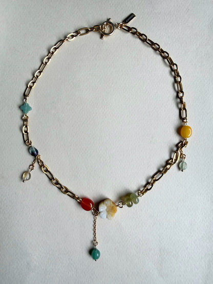 Gold multi charm necklace