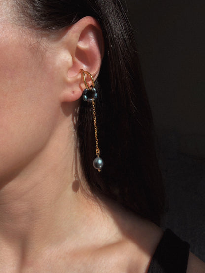 Ear cuff avec perles bleues