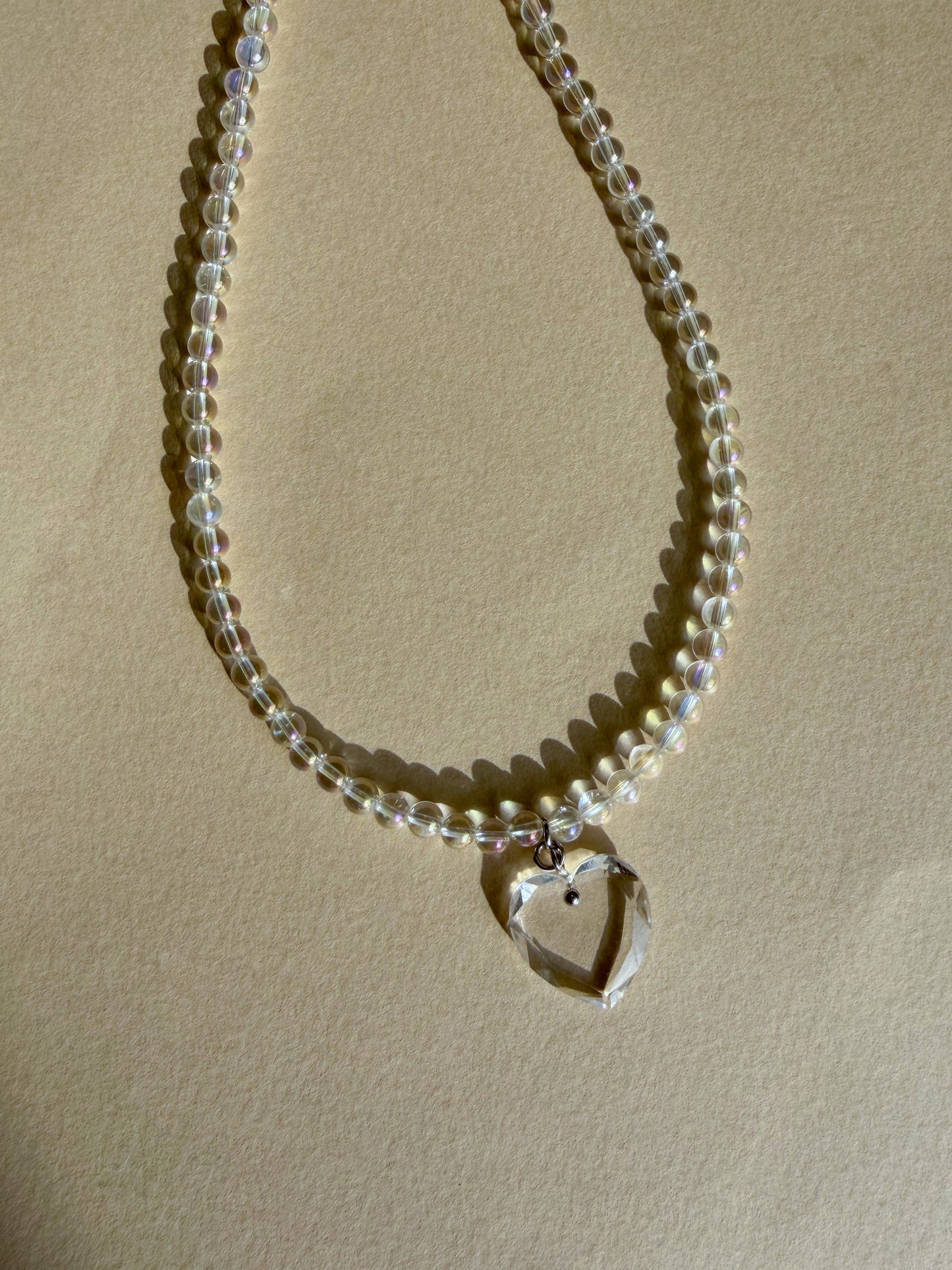 Collier cœur en quartz angel aura