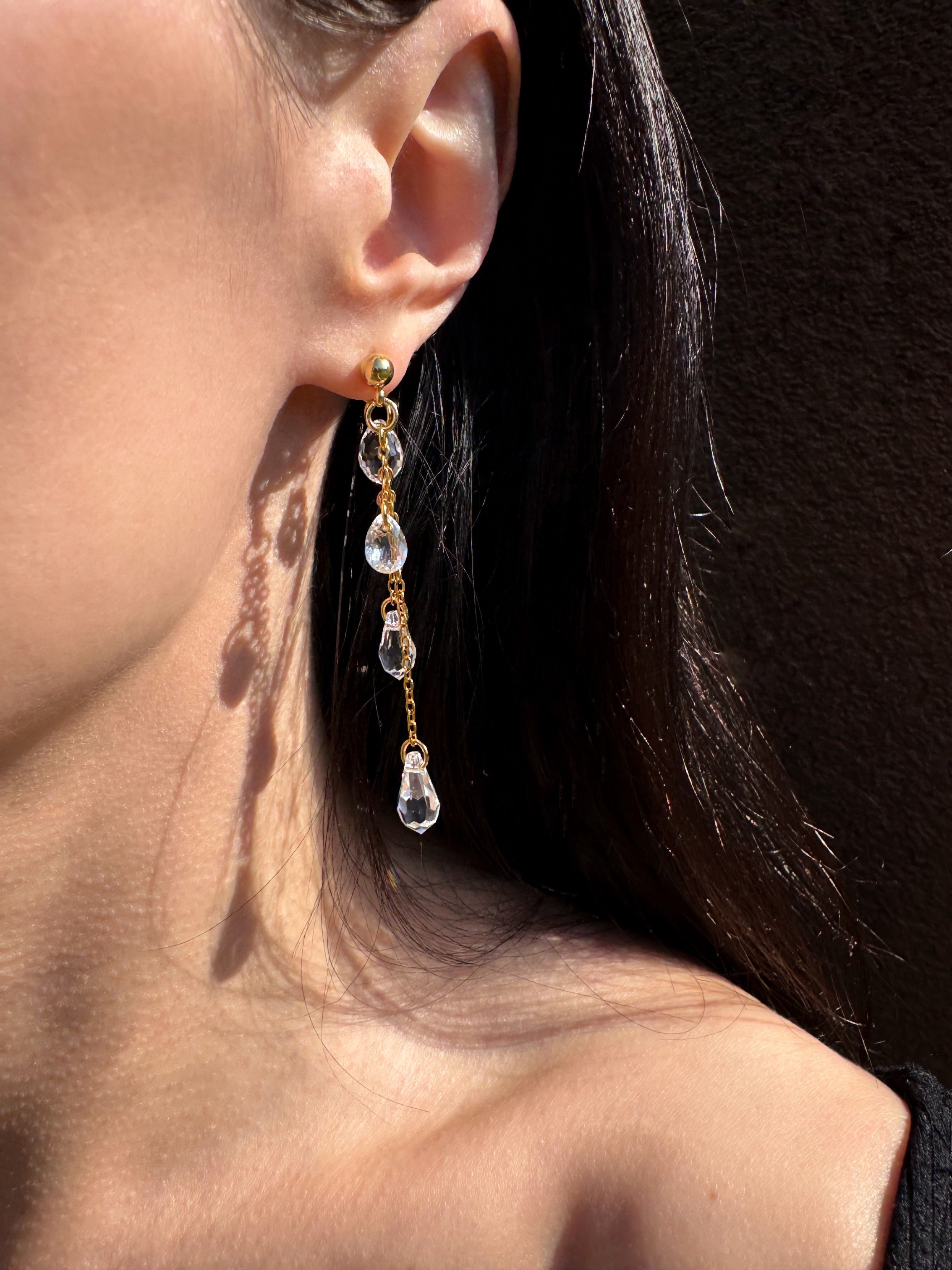 Boucles d’oreilles cascade avec pendantes gouttes