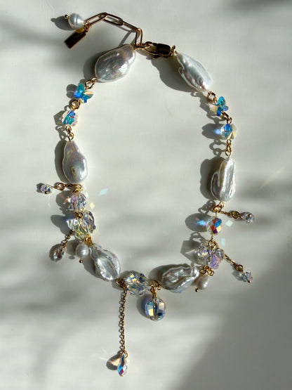 Chocker de perles baroques et de cristaux AB