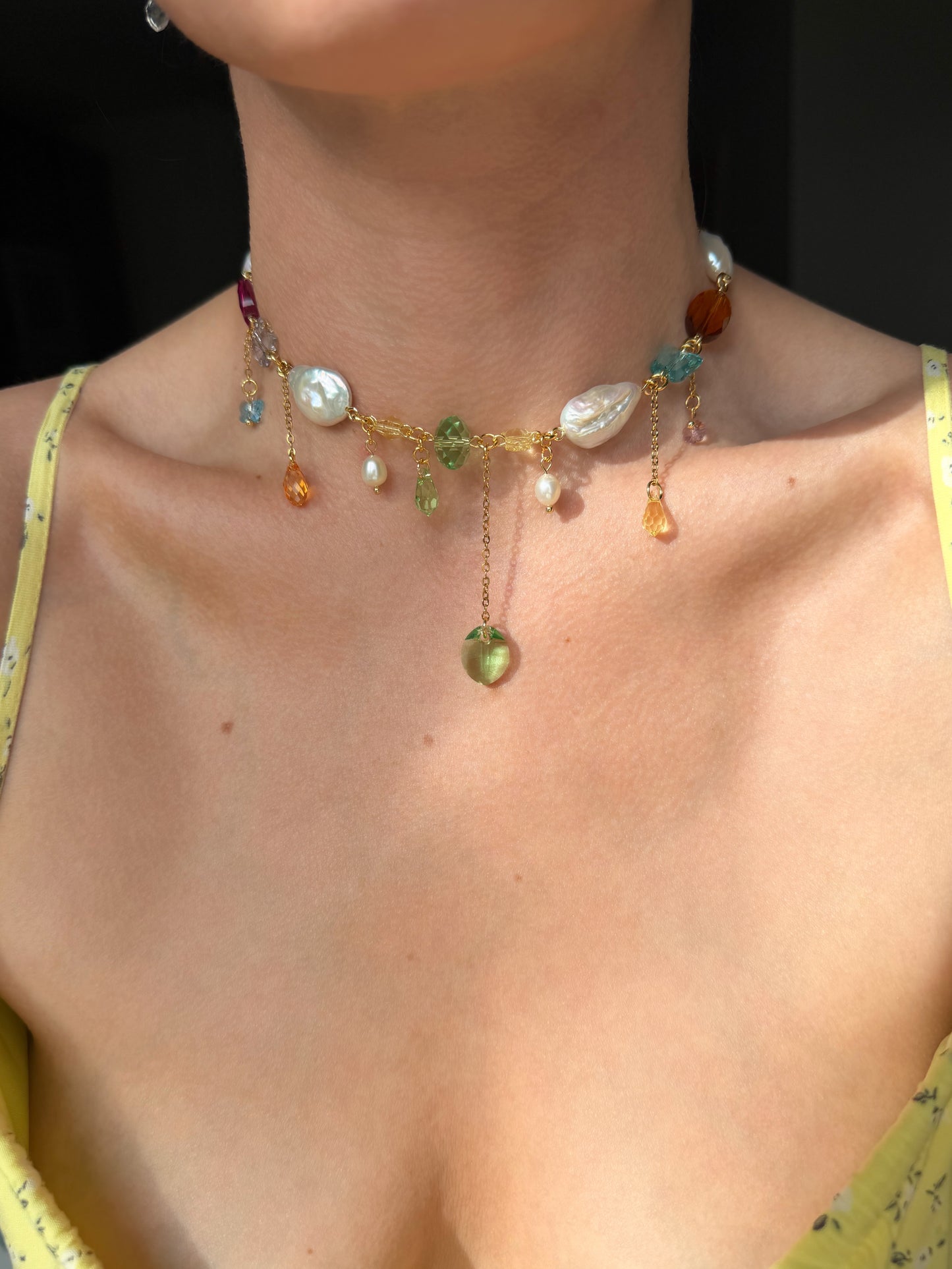 Baroque pearl & crystal fairy necklace
