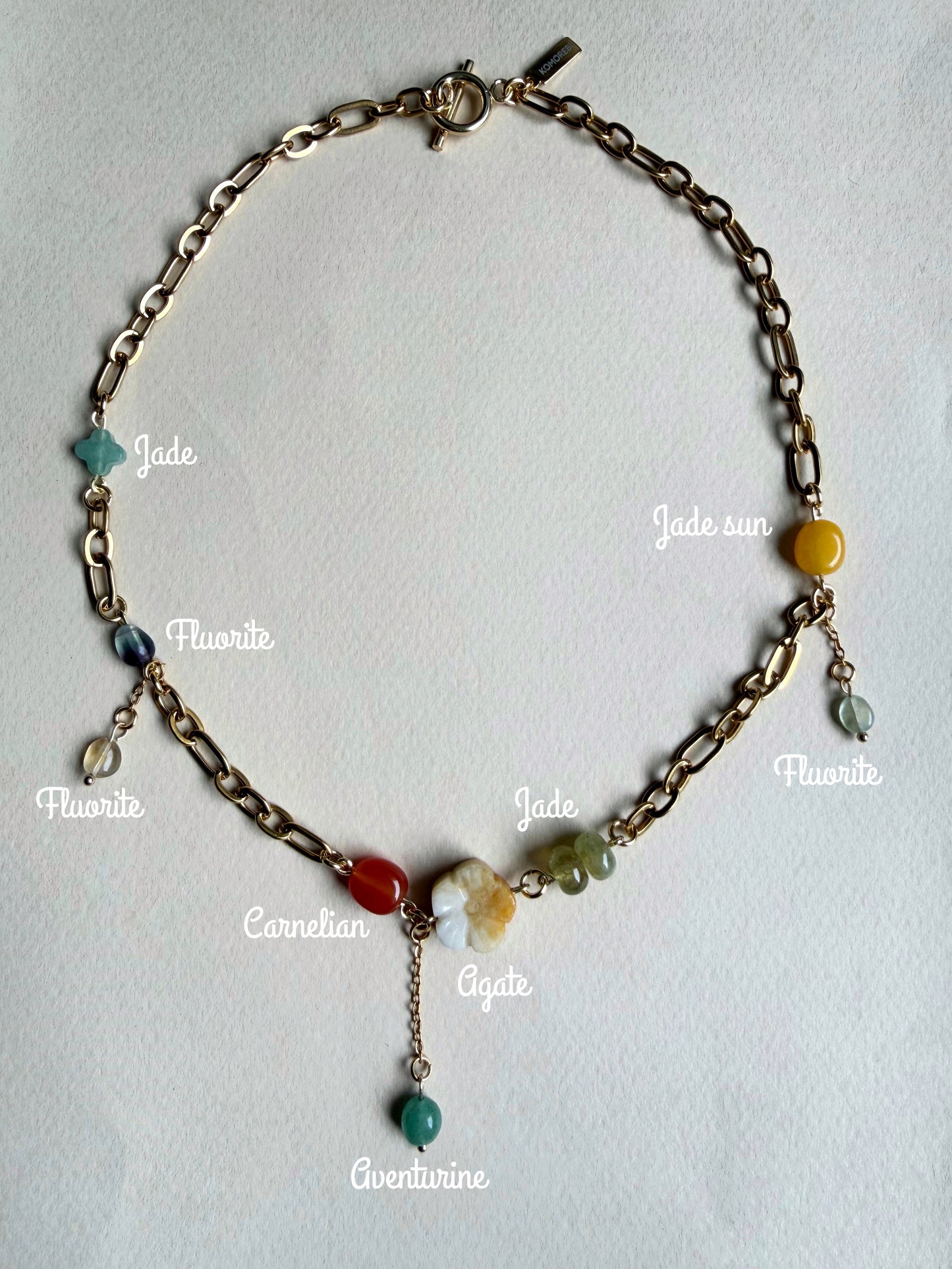 Gold multi charm necklace