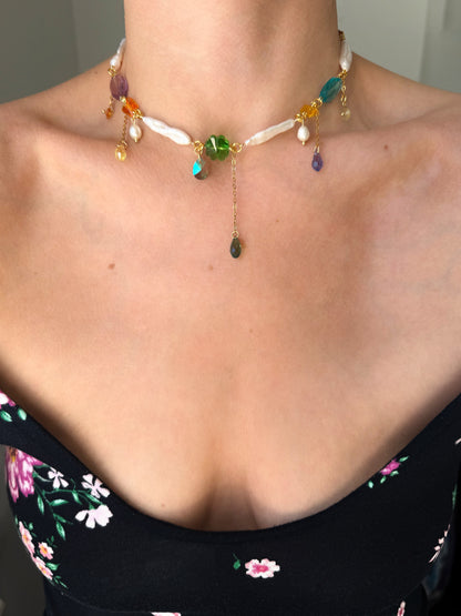 Baroque pearl & crystal fairy necklace