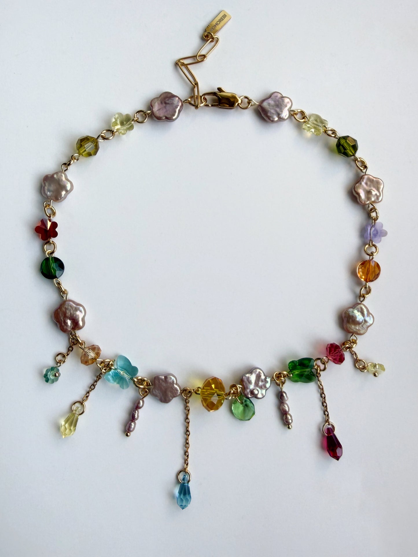 Flower baroque pearl & crystal necklace