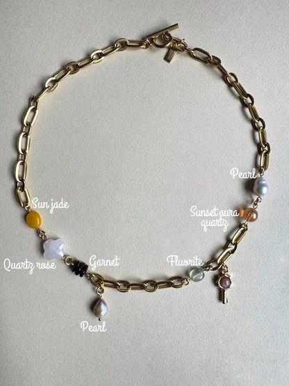 Collier multi charms doré