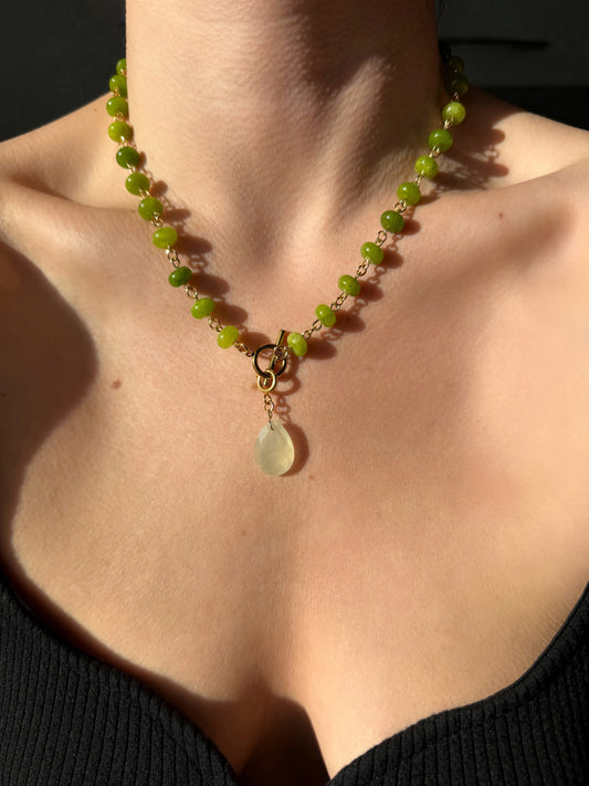 Collier Apple Green jade