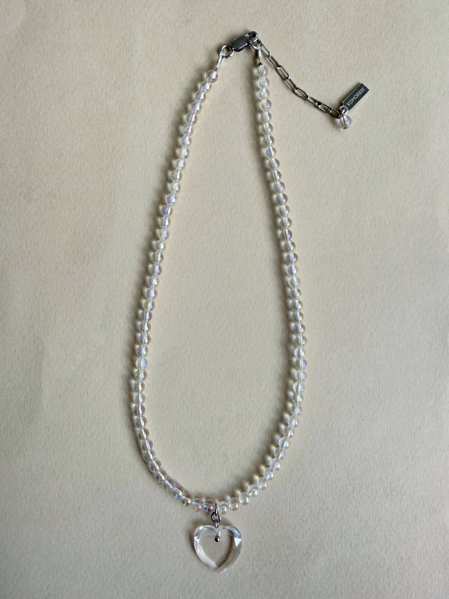 Collier cœur en quartz angel aura