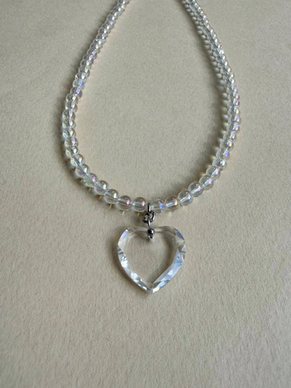 Collier cœur en quartz angel aura
