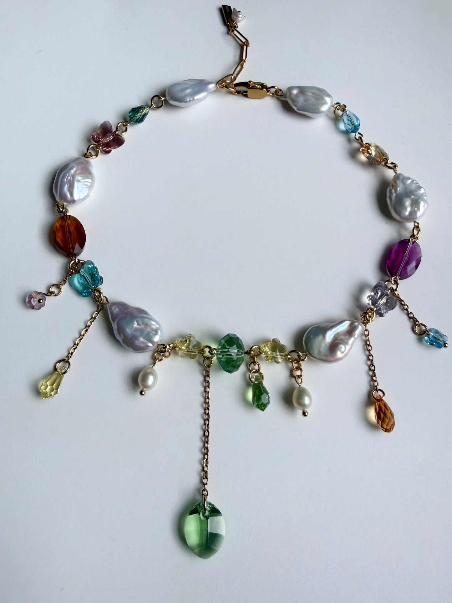 Baroque pearl & crystal fairy necklace