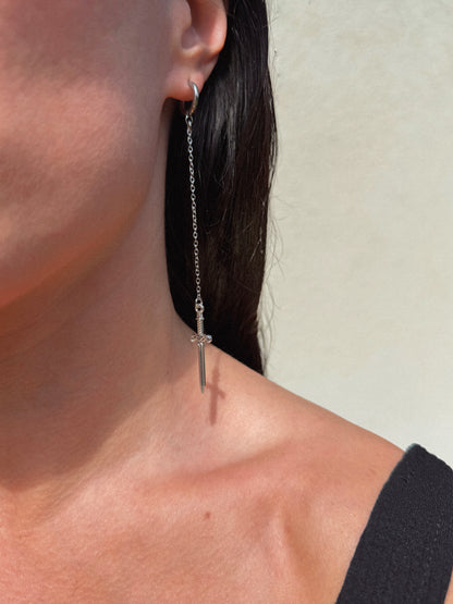 Boucles d’oreilles longues épée