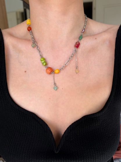 Silver multi-charm necklace
