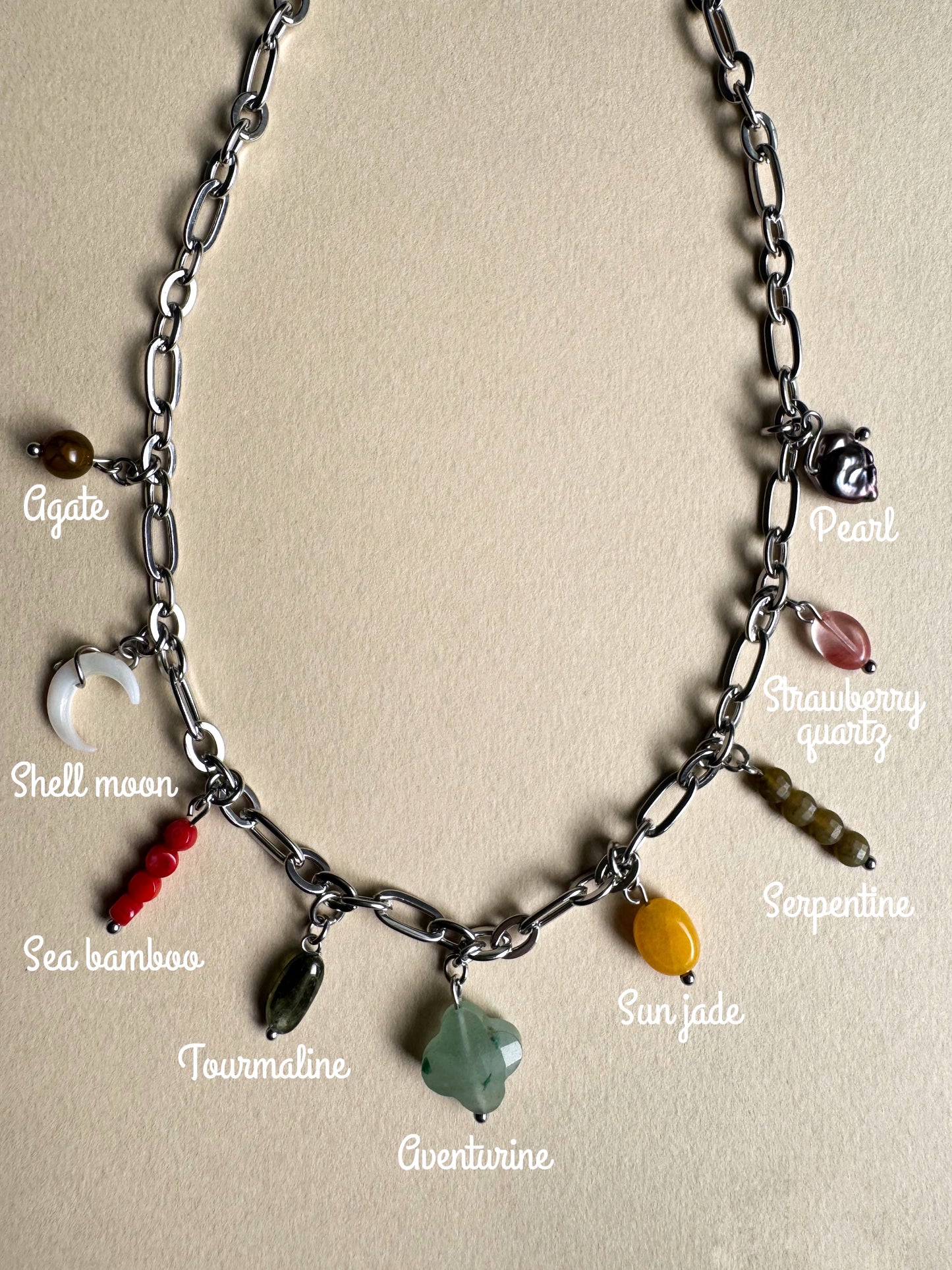 Collier multi charms argenté