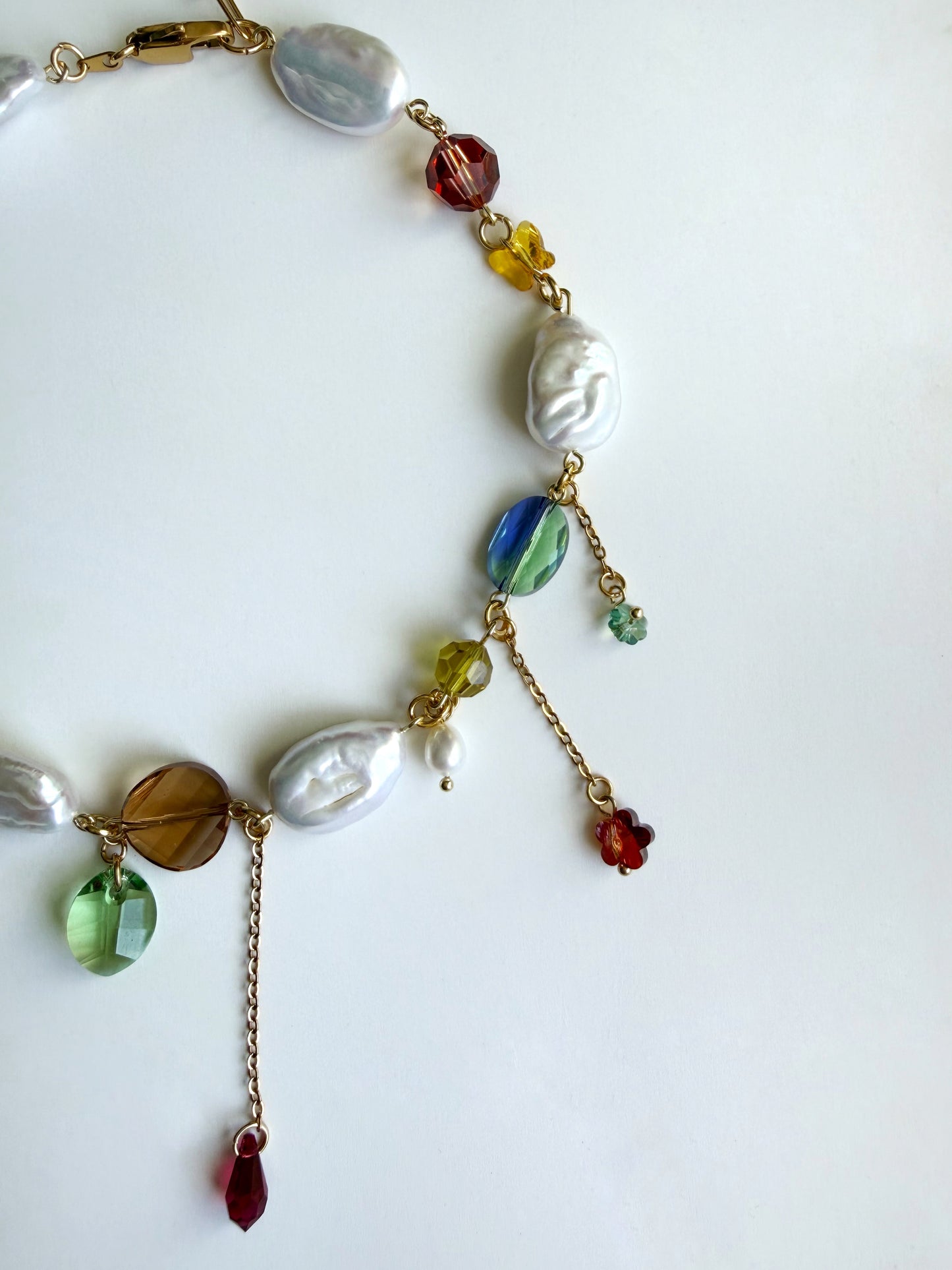Baroque pearl & crystal fairy necklace