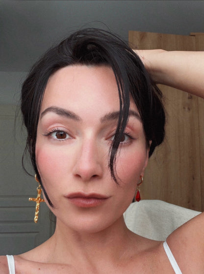 Mismatched cross earrings