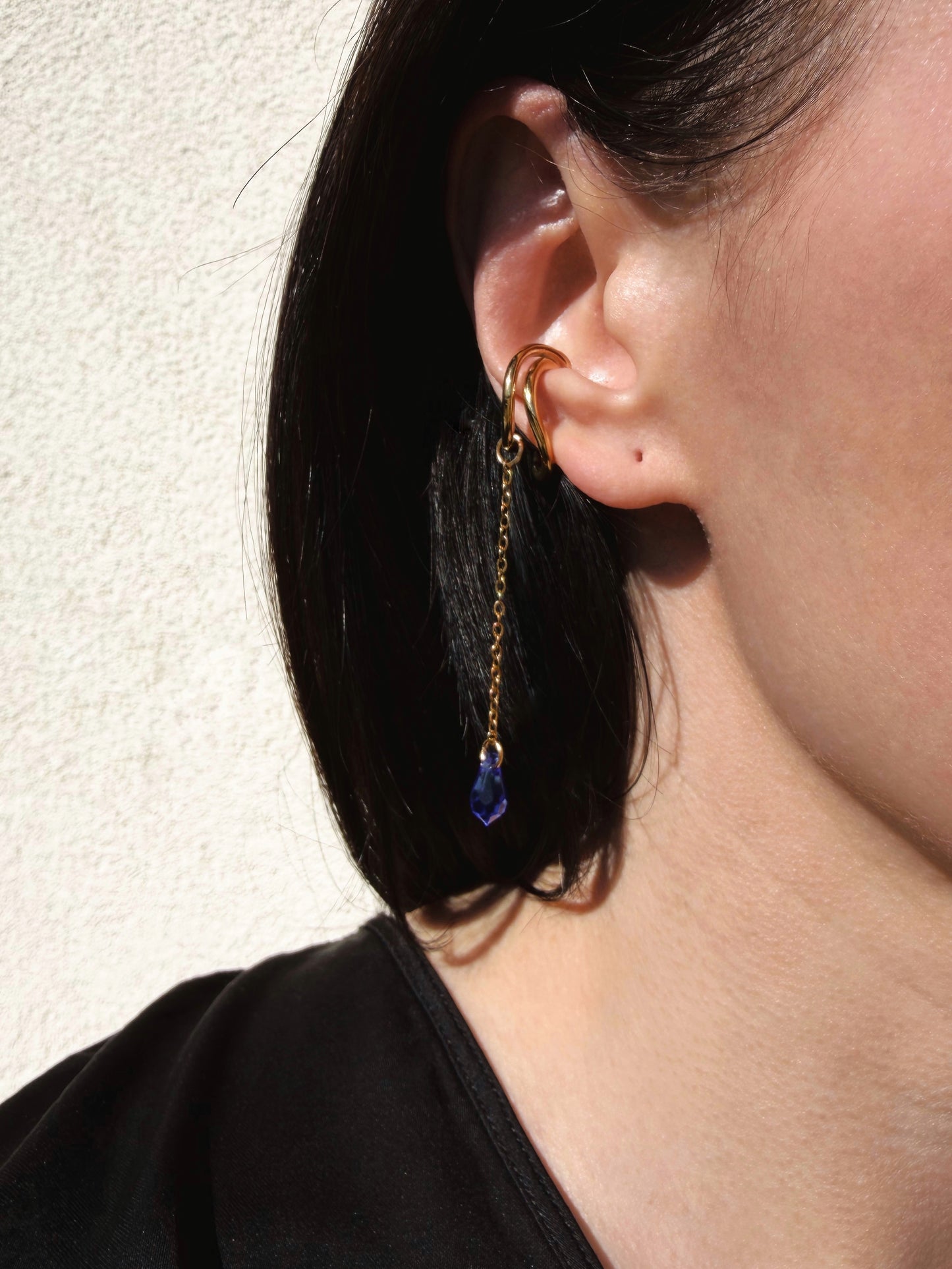 Ear cuff goutte bleue