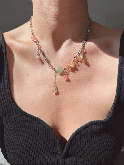 Silver multi-charm necklace