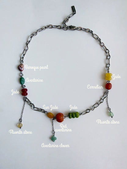 Silver multi-charm necklace